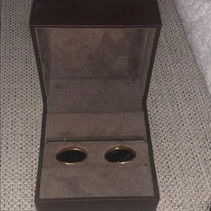Dunhill black leather cuff links